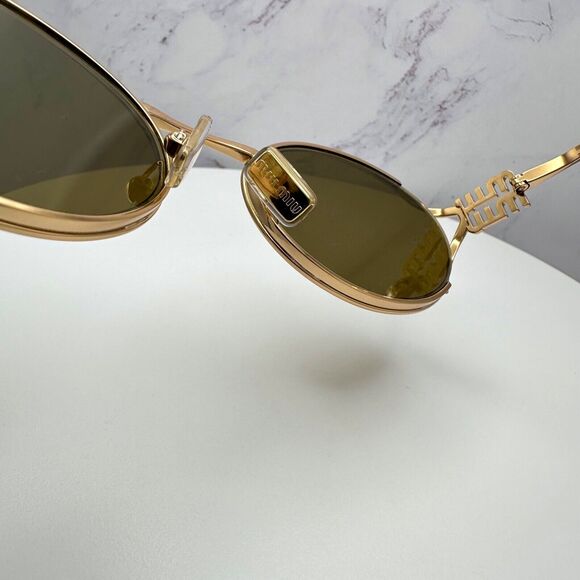 New MIU MIU Sunglasses Gold Oval Skinny Metal Frame Italy 100% Authentic main image 12